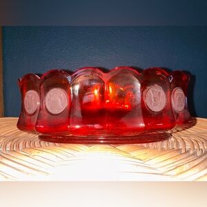 *VTG* Fostoria Ruby Red Coin Oval Glass Bowl